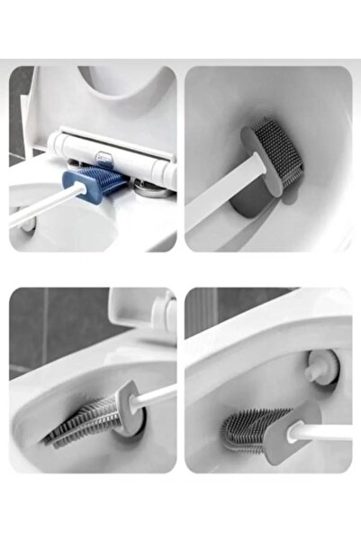 Single Beyaz Renk Silikon Tuvalet Fırçası / Bükülebilir Pratik Silikon WC Klozet Fırçası