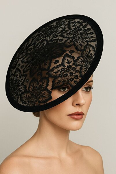 lady lina design Black Swan Nikah Vualet Şapka Gelin Saç Aksesuarı