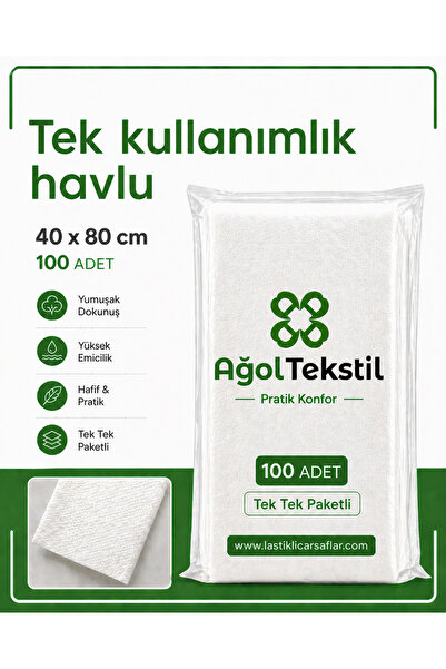 ağol tekstil منشفة استعمال مرة واحدة 40x80 سم 100 قطعة – مغلفة بشكل فردي