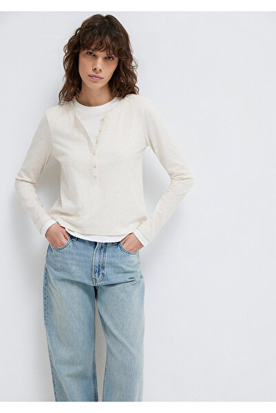 Mavi Buttoned Long Sleeve Ecru T-Shirt Regular Fit / Normal Cut 1614175-91336