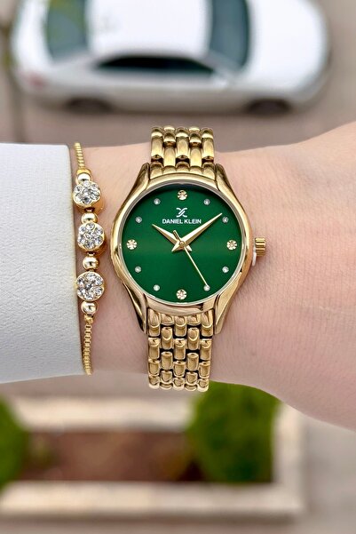 Daniel Klein Kadranı Yeşil Kordonu Sarı Renk 24 Ay Garantili 30 mm Hediye Pak...