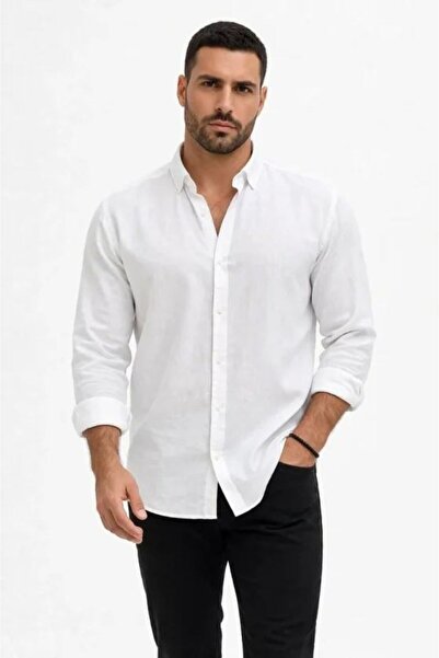 Kanonik Education Ανδρικό πουκάμισο από λινό ύφασμα, μεγάλο μέγεθος, μακρυμάν...