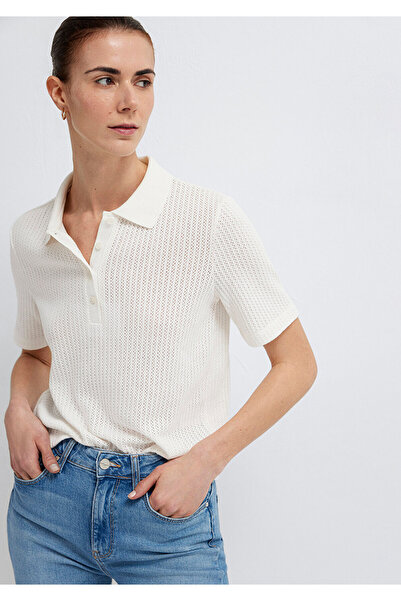 Mavi Πλεκτό Εκρού Πόλο Μπλουζάκι. Στενή Γραμμή 1614311-70057