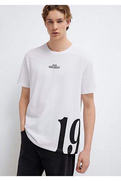 Mavi 1991 Bedrucktes weißes T-Shirt mit lockerer Passform / lockerem, bequeme...