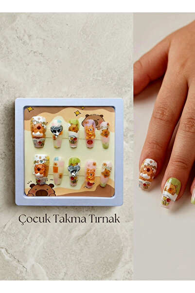 SEVRU Çocuk Takma Tırnak, Yeni Desenli Renkli Çocuk Takma Tırnağı Pro Zararsı...