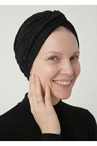 elysianfidan Μαύρο έτοιμο τουρμπάν με ασημί επένδυση, με καπάκι τυρμπάν, κατά...