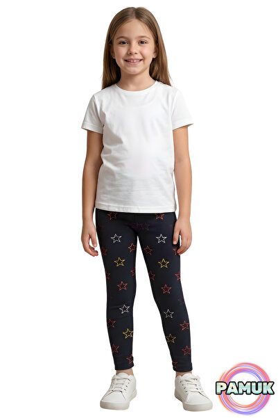 United Fabrics Girls' Leggings - Star Patterned Black Soft, Stretchy, Comfort...