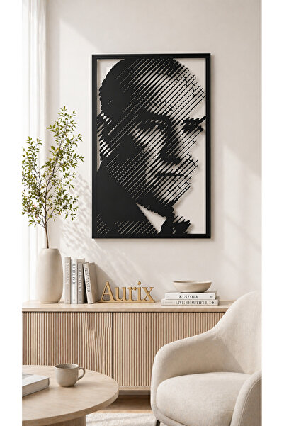 Aurix Atatürk Metal Duvar Tablosu 44x69cm | Modern Dekoratif Duvar Süsü