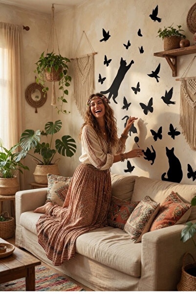 KT Decor Αυτοκόλλητο Gamer Decorative Cats - Αυτοκόλλητο για σαλόνι και σαλόνι