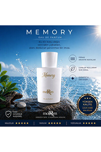 - Memory 50 ml Erkek Parfümü EDP - Ferah Deniz ve Narenciye Notaları Kalıcı Koku