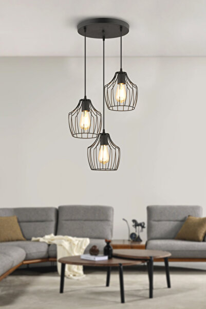 NisaLuce Nisa Luce Burgaz Modern Metal avize siyah