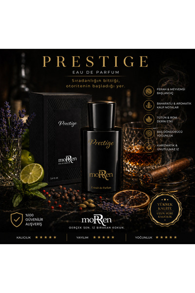 Morren Prestige Erkek Parfümü EDP - Sıcak Baharatlı, Vanilya ve Tütün Notalar...