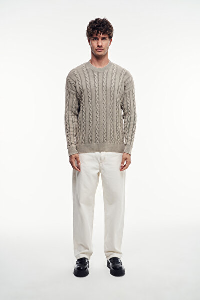 2512 Clothing Washable Crew Neck Patterned Knit Sweater