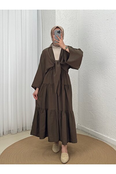 BENAHOLL Σετ με δεμένη φούστα Lunique με στρώσεις και κορδόνια - EK630 Καφέ