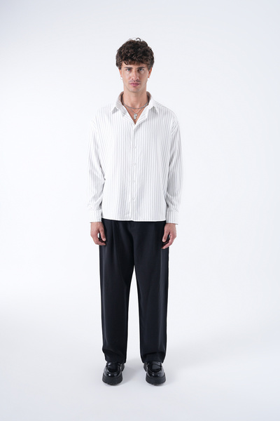2512 Clothing Striped Washed Effect Shirt