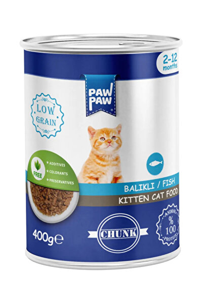PawPaw Wet food for junior cats, with fish pieces in sauce, 400g, healthy growth