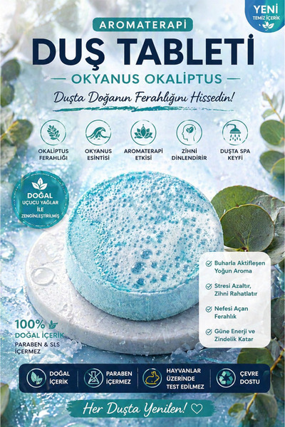 bath box Okyanus Esanslı Spa & Banyo Duş Buhar Tableti – Ferahlatıcı Aromater...