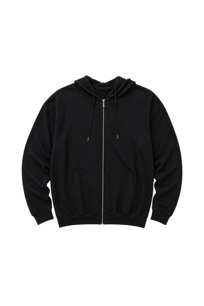 BattalModa Men's Large Size Black Two-Thread Hooded Zipper Cardigan 3Xl-4Xl-5Xl-6Xl-7Xl-8Xl