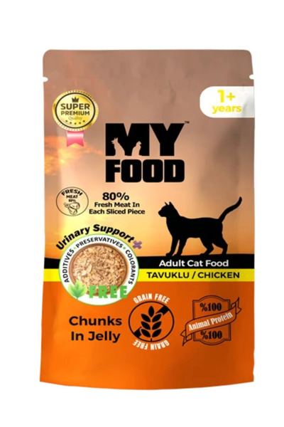 My Food Мокра храна за възрастни котки, с парченца пилешко месо в сос, без зъ...