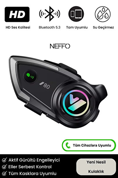 NEFFO V80 Yeni Nesil Motosiklet Kask Interkom Mikrofonlu Gürültü Engelleyici ...