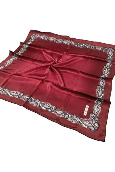 ARMANDA Μεταξωτό μαντήλι με φύλλα - Wind - Βουργουνδικό χρυσό