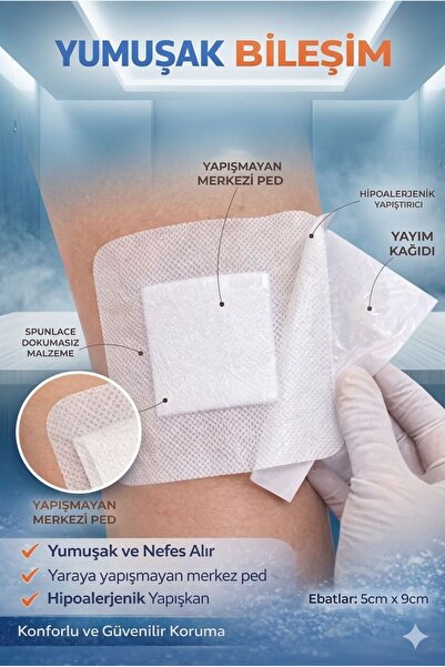 Octacare Esnek Steril (Nonwoven) Yara Örtüsü 5cm * 9cm - (10 Adet)