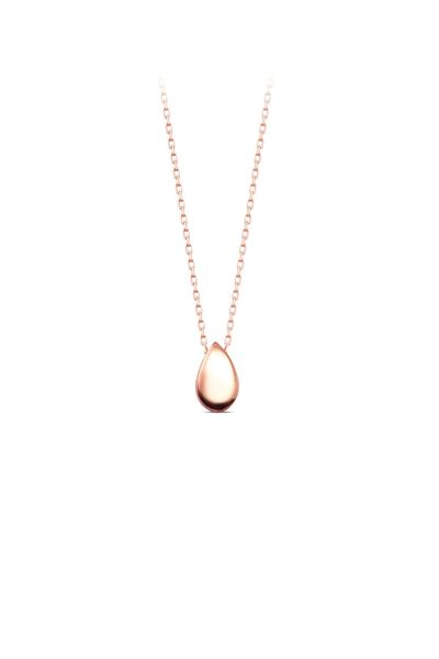 SUNSHINE 925 Ayar Rose Kaplamalı Minimal Damla Gümüş Kolye