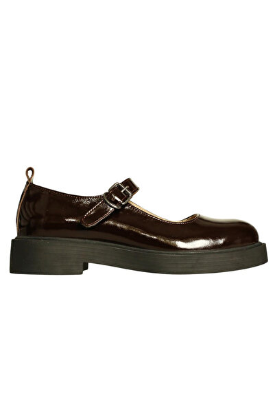 Platin Brown Patent Leather Women's Casual Shoes