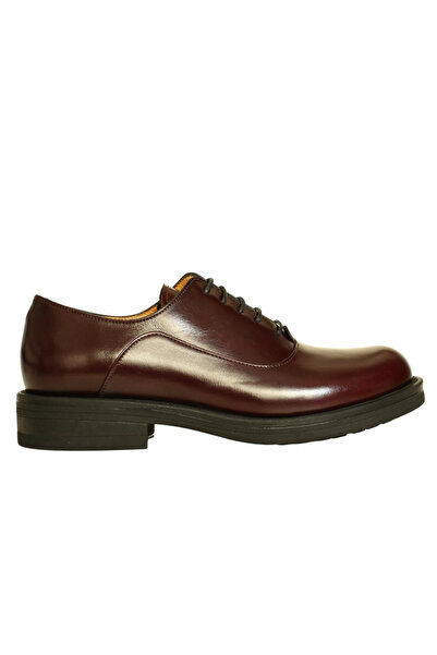 Platin Burgundy Leather Women's Lace-Up Casual Shoes