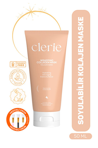 Clerie Cosmetics Clerie Soyulabilir Kolajen Yüz Maskesi – Cam Cilt, Nemlendir...