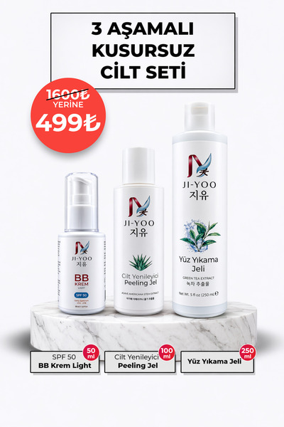 Jİ YOO 3 Adımda Kusursuz Cilt Seti: SPF 50 BB Krem Light | Peeling Jel | Yüz ...