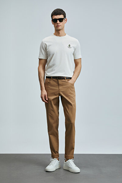 Lufian Ανδρικό παντελόνι Helt Sports 5 Pocket Slim Fit Camel Hair