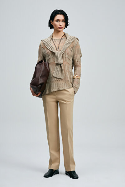 Lufian Γυναικείο παντελόνι Mıra σε μπεζ χρώμα