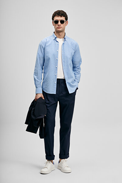 Lufian Ανδρικό πουκάμισο Federico Basic σε κανονική γραμμή, μπλε