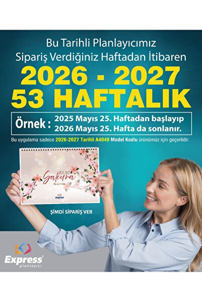 Express 2026-2027 Takvim A4 Ebat 53 Haftalık Planlayıcı Sakura
