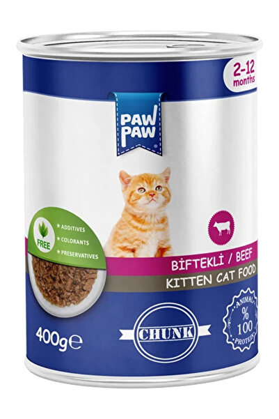 PawPaw Υγρή τροφή για νεαρές γάτες, με κομμάτια βοδινού κρέατος σε σάλτσα, 40...