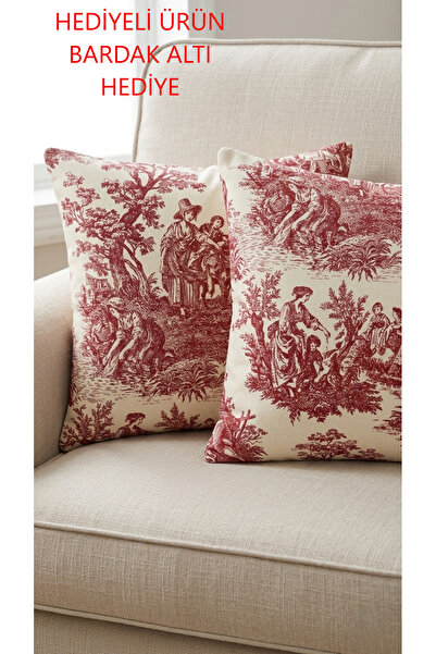 shopshop Σετ Ρουστίκ Vintage Διακοσμητικό Κάλυμμα Μαξιλαριού 2 τεμαχίων Βουργ...