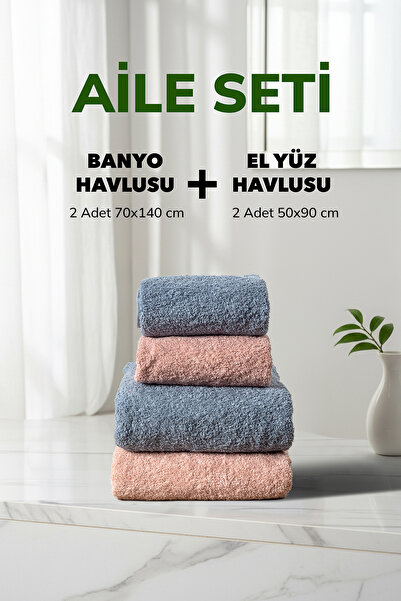 Cotto Home Σετ 4 τεμαχίων ριγέ οικογενειακό σετ σε μπλε απόχρωση σε απόχρωση ...