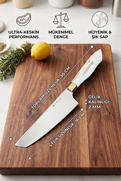 CASTLE KITCHEN Papatya Serisi 3 Lü Mutfak Bıçağı Et Ekmek Sebze Mutfak Şef Bıçak Seti ( Lzl-263 )