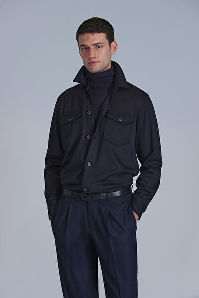 Lufian Ανδρικό πουκάμισο Cameron - Slim Fit Navy Blue Basic