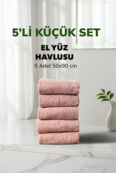 Cotto Home Σετ 5 τεμαχίων ριγέ πετσέτες χεριών και προσώπου από απαλό βαμβάκι...