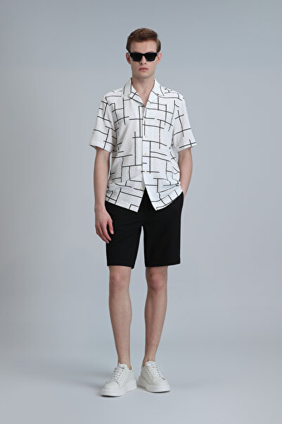 Lufian Ανδρικό μαύρο σορτς Chino με λεπτή εφαρμογή Daniel Sports