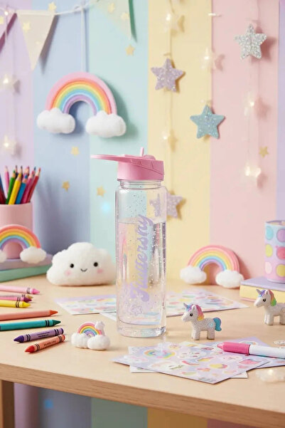Miniso My Little Pony Lisanslı Fluttershy Çift Cidarlı Pipetli Kulplu Plastik...