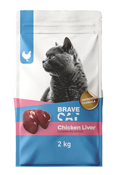 BraveCat Ξηρά τροφή για ενήλικες γάτες, BRAVE CAT, με συκώτι κοτόπουλου, 2 kg