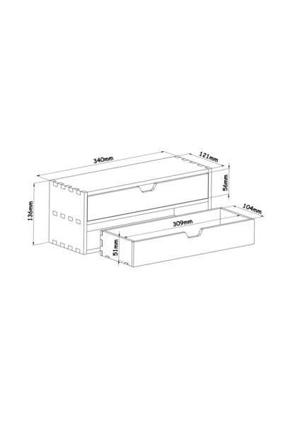 Woodsaka Desna Two-Tier, Two-Drawer Mini Cabinet - Cherry |   34 cm X 12.1 cm X 13.6 cm |
