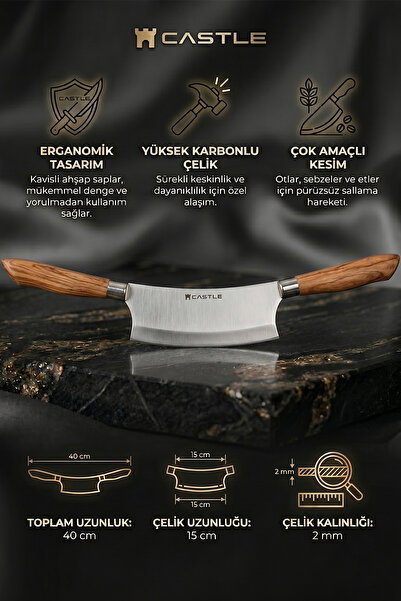 Castle Brown Serisi Pizza Börek Mutfak Bıçağı Börek Kıyma Salata Mutfak Şef Bıçak Zırhı (MFT-124)