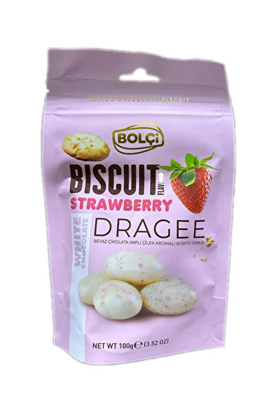 Bolçi Καραμέλες Bolci με τραγανά μπισκότα και φράουλες σε λευκή σοκολάτα, 100 g