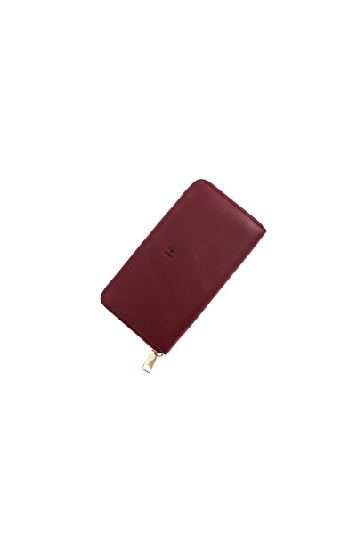 HELMBROOK Kadın Hakiki Deri Büyük Cüzdan Fermuarlı RFID Korumalı Amelia Bordo...