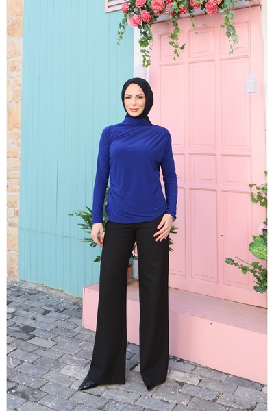 NİSUM MODA بلوزة ساندي بتفاصيل مكشكشة على الكتف والخصر