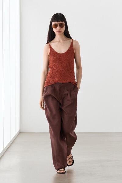 Massimo Dutti Keten pilili wide fit pantolon